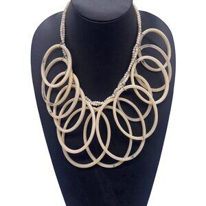 Vintage Beaded Oval Statement Necklace